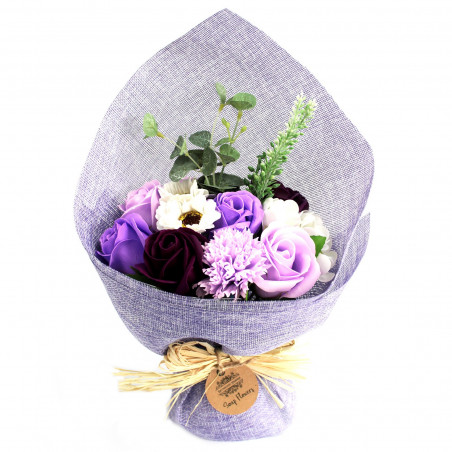 Traumhafter Seifenblumenstrauß mit lila Blumen