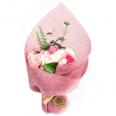 Traumhafter Seifenblumenstrauß  mit rosa Blumen