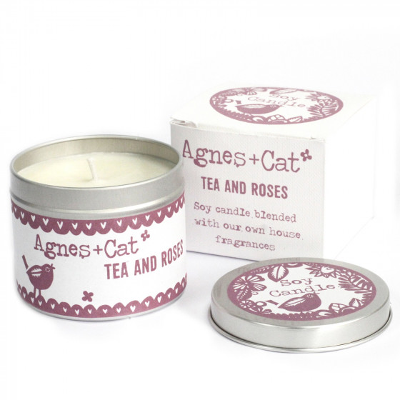 Sojawachskerze Tin Candle - Agnes + Cat "Tea & Roses"