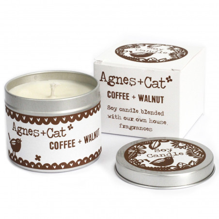 Sojawachskerze Tin Candle - Agnes + Cat "Coffee & Walnut"
