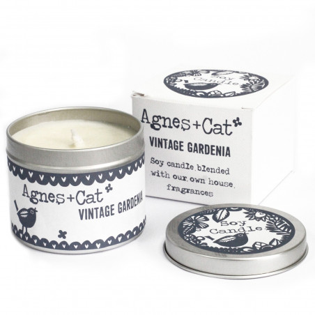 Sojawachskerze Tin Candle - Agnes + Cat "Vintage Gardenie"