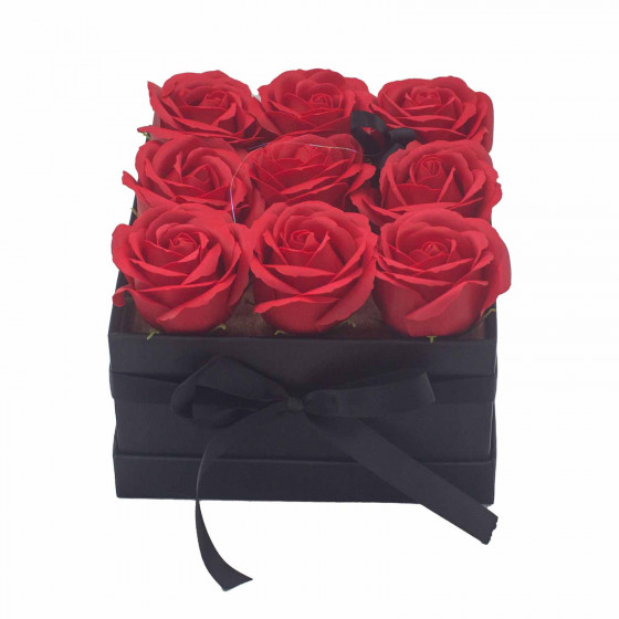 Seifenblumen als Bouquet - Rote Rosen - 9 Stück