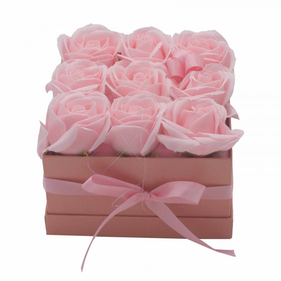 Seifenblumen als Bouquet - Rosa Rosen - 9 Stück
