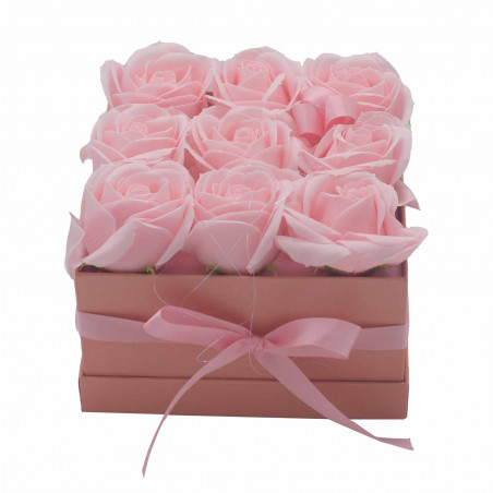 Seifenblumen als Bouquet - Rosa Rosen - 9 Stück