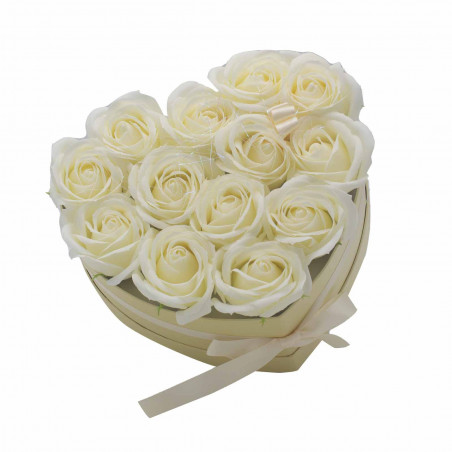 Seifenblumen als Bouquet - cremefarbige Rosen - 13 Stück