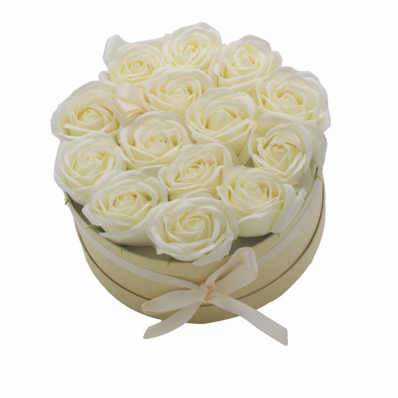 Seifenblumen als Bouquet - cremefarbige Rosen - 14 Stück
