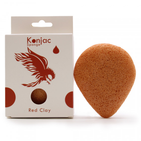 Konjac Schwamm in Tropfenform, Rote Tonerde