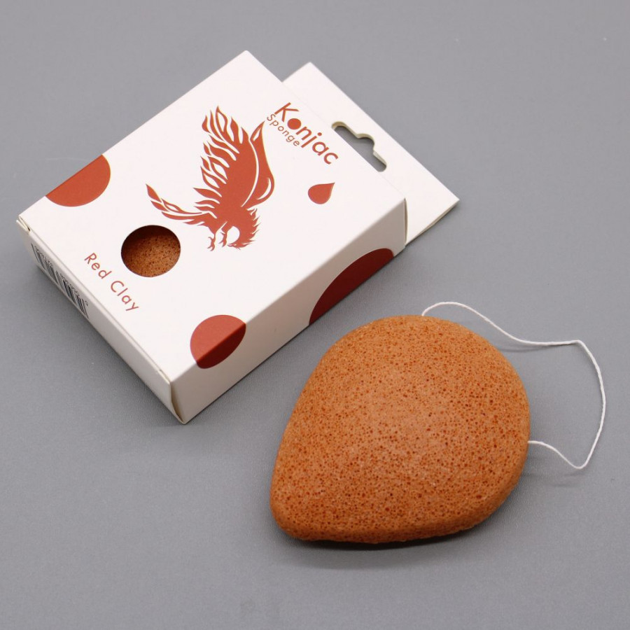 Konjac Schwamm, Tropfenform, Rote Tonerde