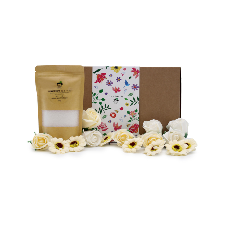 Wellness Bade-Set, Badesalz und Seifenblumen, Durchatmen Wellness Bade-Set, Badesalz und Seifenblumen, Durchatmen
