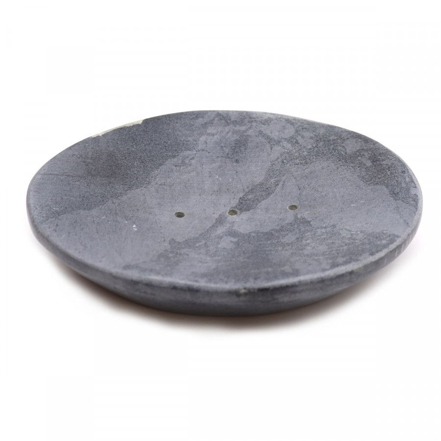 Seifenschale aus grauem Speckstein, oval