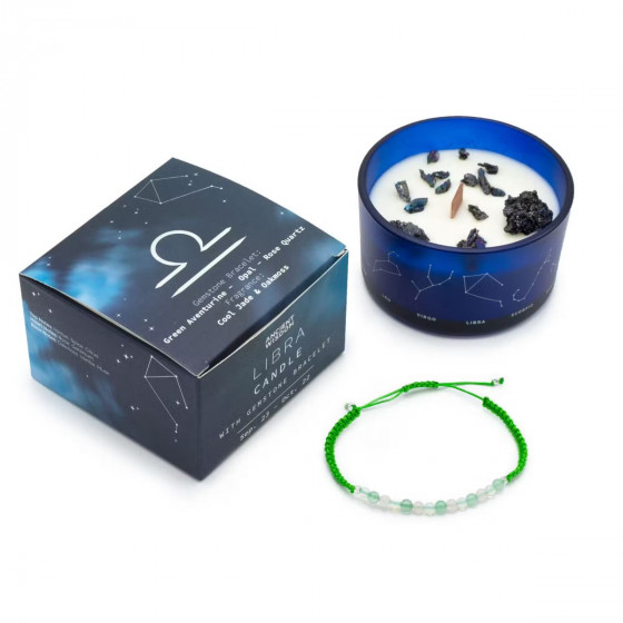 Sternzeichen Kerze mit Edelsteinarmband, Waage
