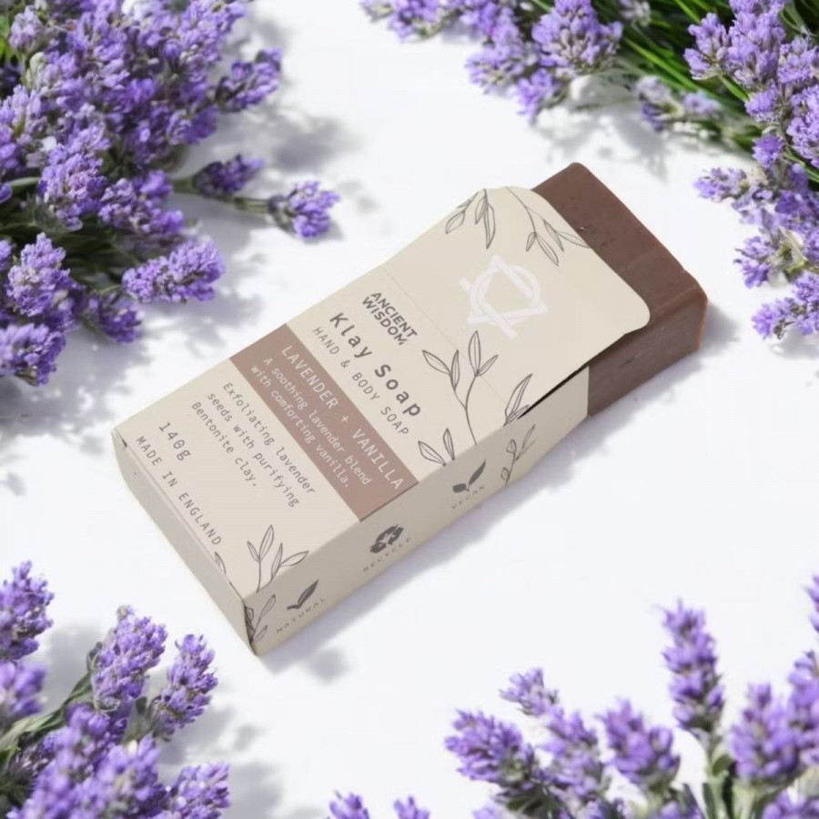 Clay Seife aus Aktivkohle - Lavendel und Vanille