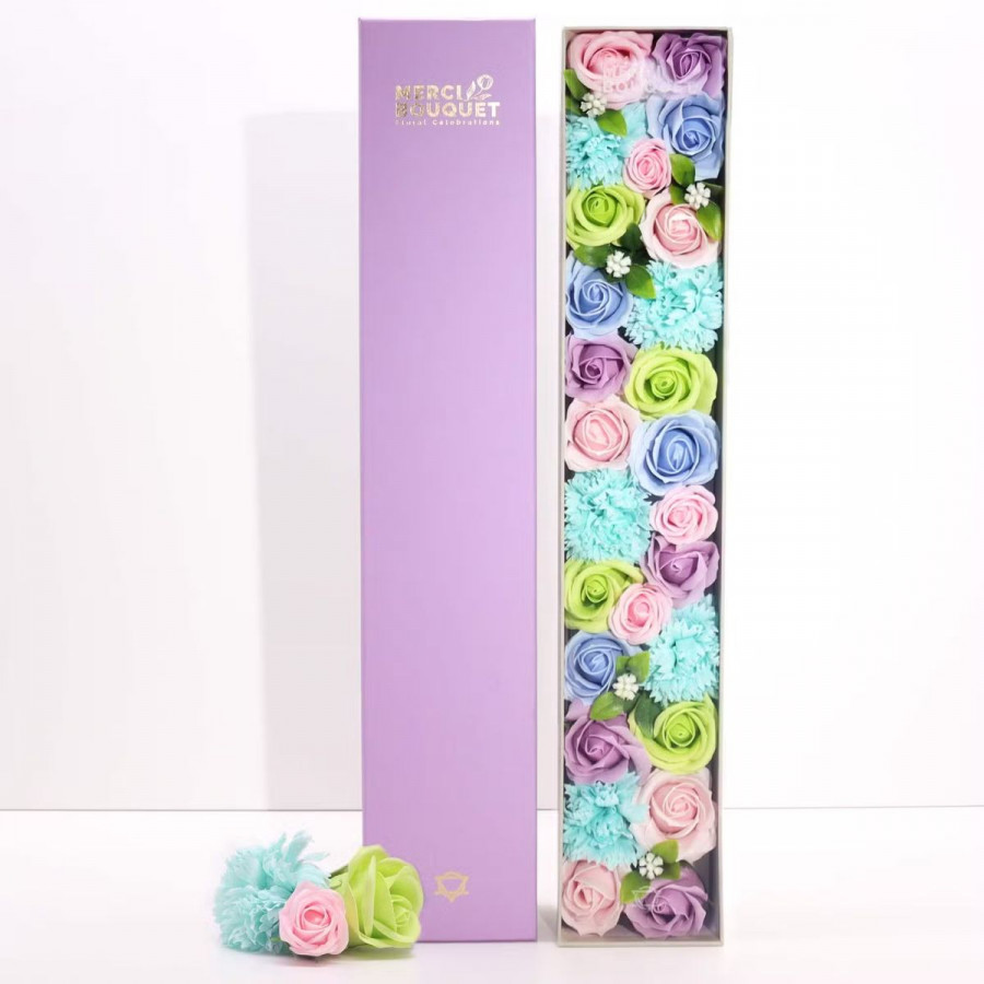Seifenblumen Geschenkbox - Pastell Rosen