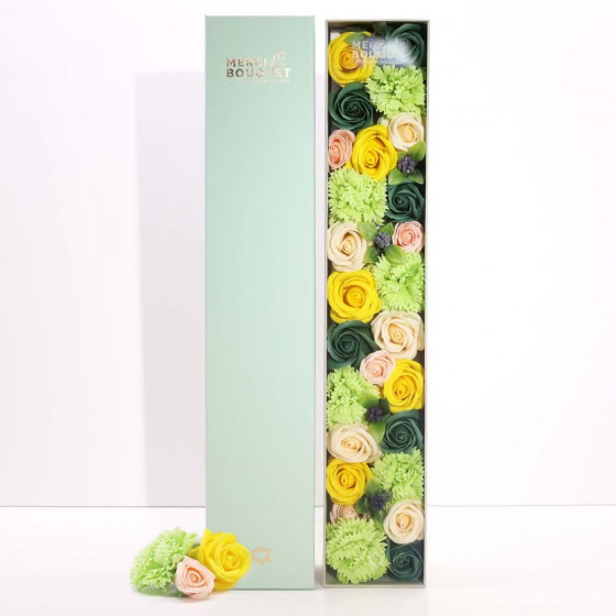 Seifenblumen Geschenkbox XXL | Grüne & Gelbe Rosen