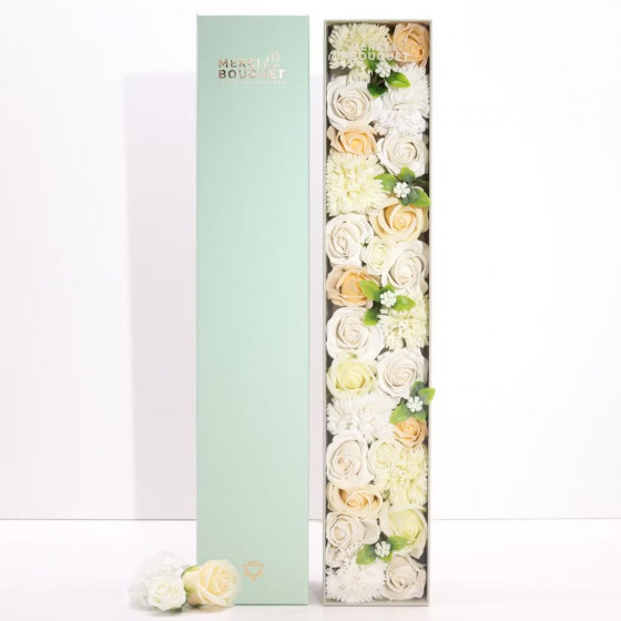 Seifenblumen Geschenkbox XXL | Weiße Rosen