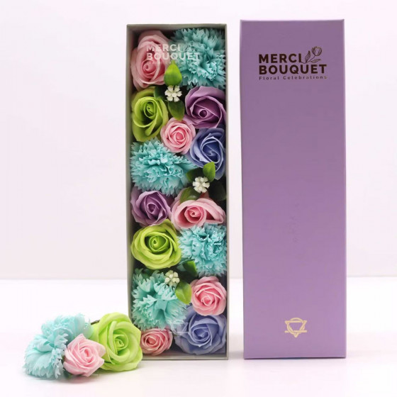 Seifenblumen Geschenkbox | Pastell Rosen