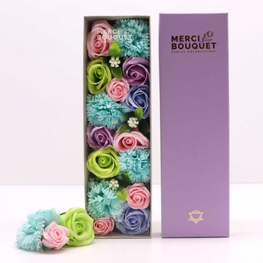 Seifenblumen Geschenkbox - Pastell Rosen