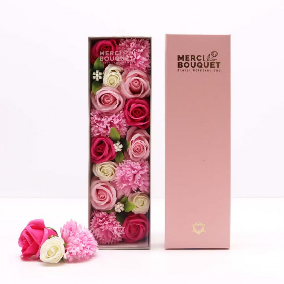 Seifenblumen Geschenkbox | Rosa Rosen