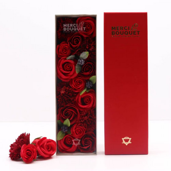 Seifenblumen Geschenkbox | Rote Rosen