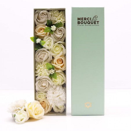 Seifenblumen Geschenkbox | Weiße Rosen