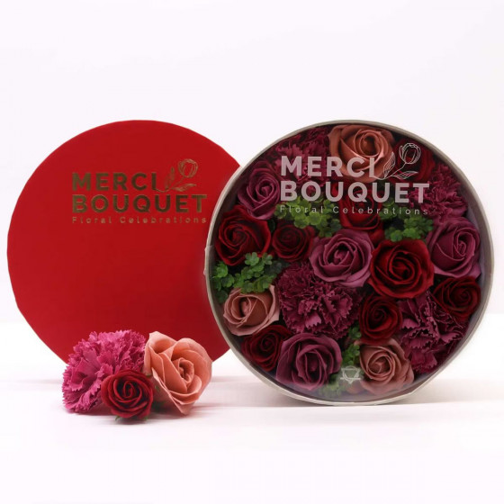 Seifenblumen Geschenkbox rund | Vintage Rosen