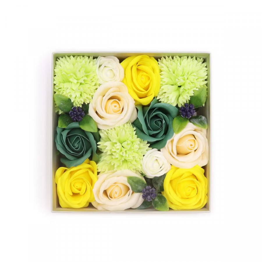 Seifenblumen - Grüne und gelbe Rosen
