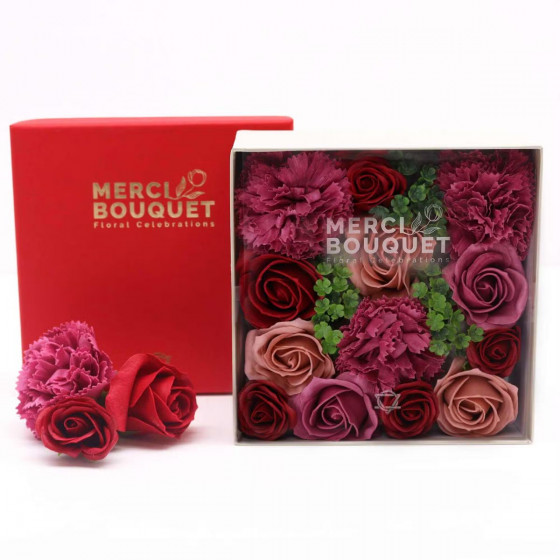 Seifenblumen Geschenkbox quadratisch | Vintage Rosen