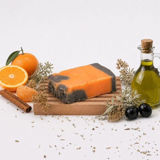 Handgemachte Olivenölseife, Zimt, Orange