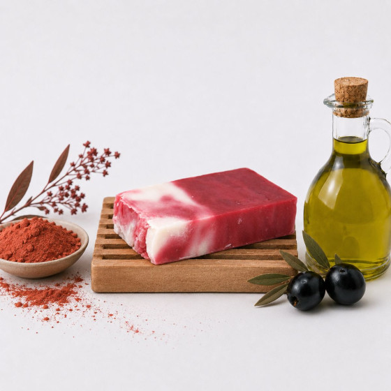 Handgemachte Olivenölseife, rote Tonerde