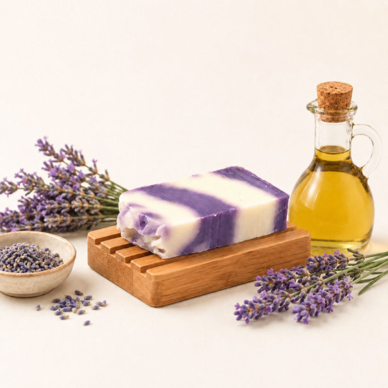 Handgemachte Olivenölseife mit Lavendel