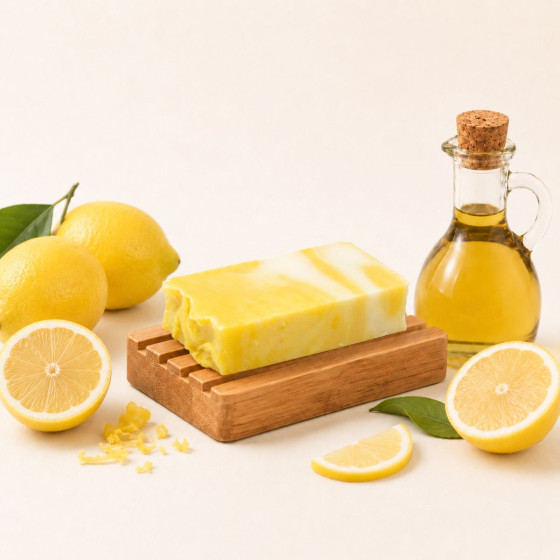 Handgemachte Olivenölseife mit Zitrone