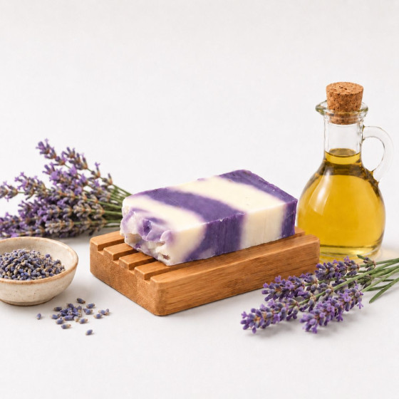 Handgemachte Olivenölseife mit Lavendel