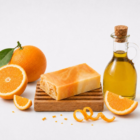 Handgemachte Olivenölseife mit Orange