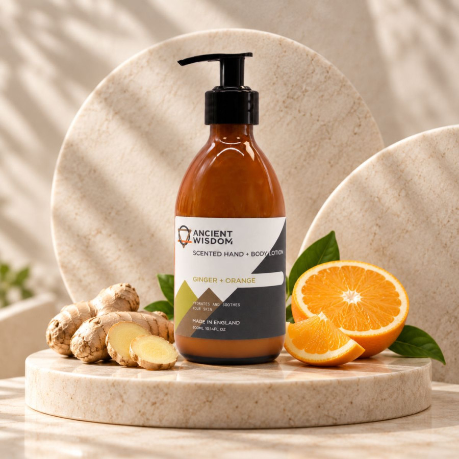 Hand- und Bodylotion, Körperlotion mit Ingwer und Orangenduft