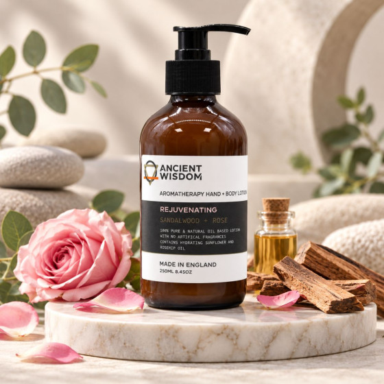 Aromatherapie, Hand- und Körperlotion, Sandelholz, Rose