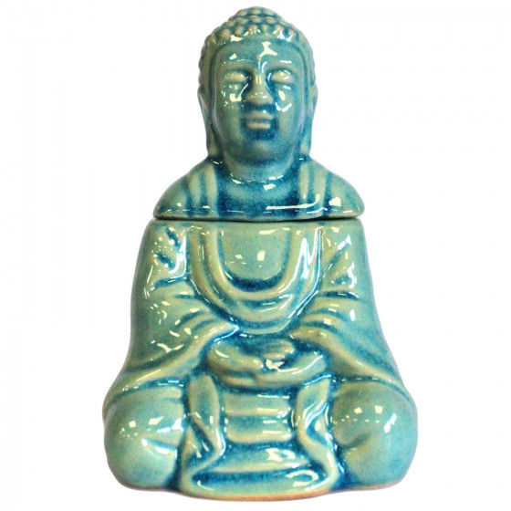 Duftlampe aus Keramik "Sitzender Buddha" | Farbe blaugrün