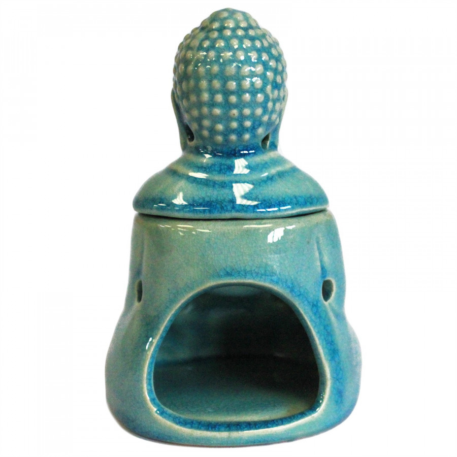 Duftlampe, Keramik, sitzender Buddha, blaugrün
