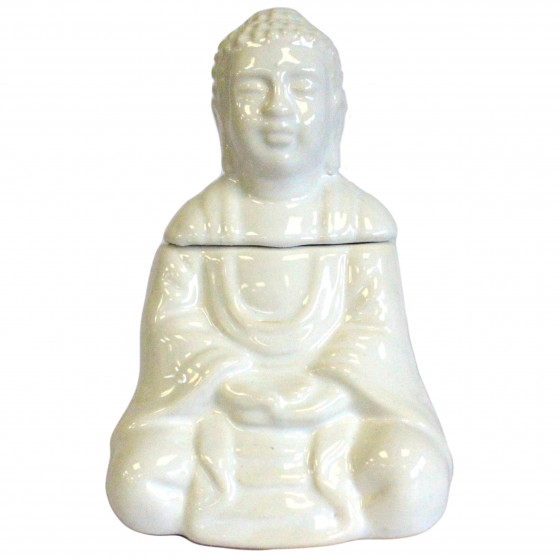 Duftlampe aus Keramik "Sitzender Buddha" - weiß