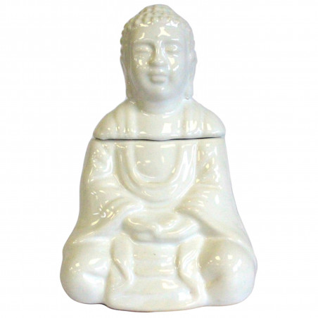 Duftlampe aus Keramik "Sitzender Buddha" | Farbe weiß