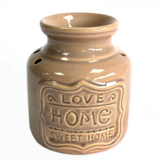 Duftlampe aus Keramik "Home Sweet Home" | Farbe graubraun