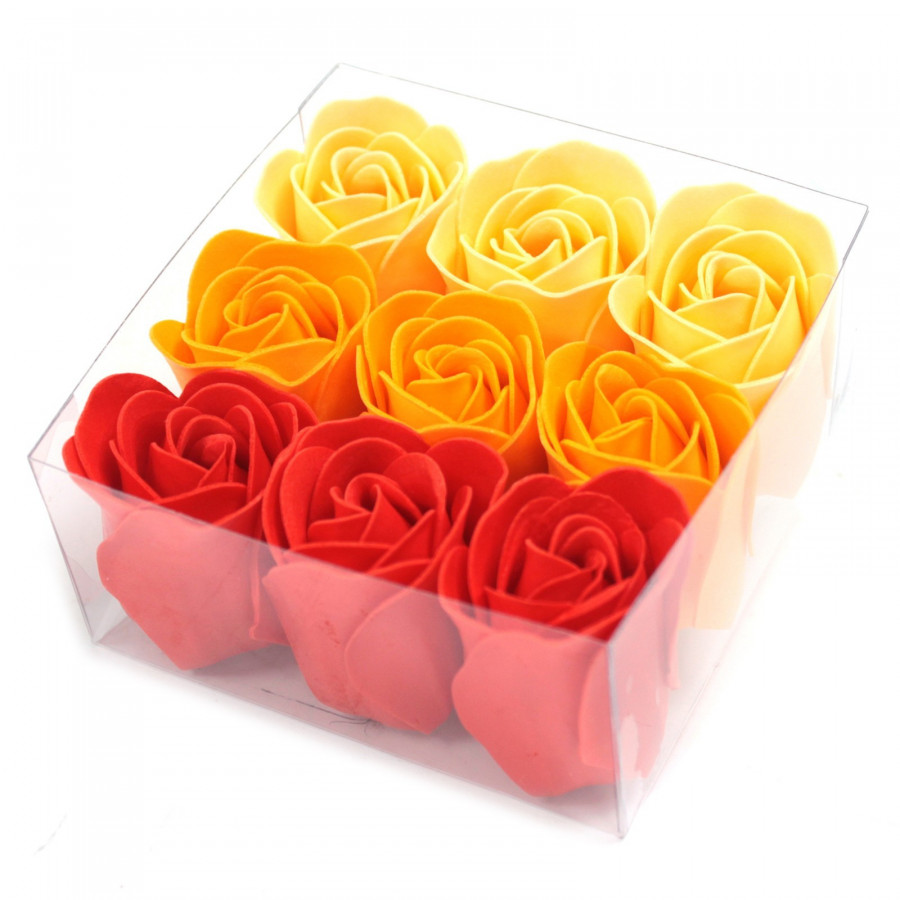 Seifenblumen, pfirsichfarbene Rosen