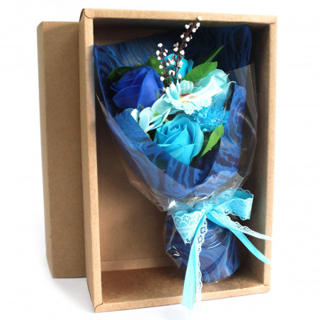 Seifenblumenstrauß in hochwertiger Box | blaue Blumen